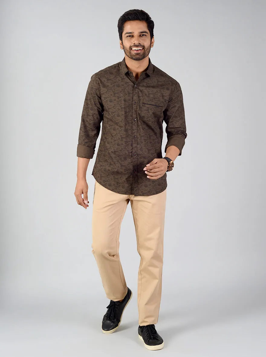 Ivy Green Printed Slim Fit Casual Shirt | Greenfibre