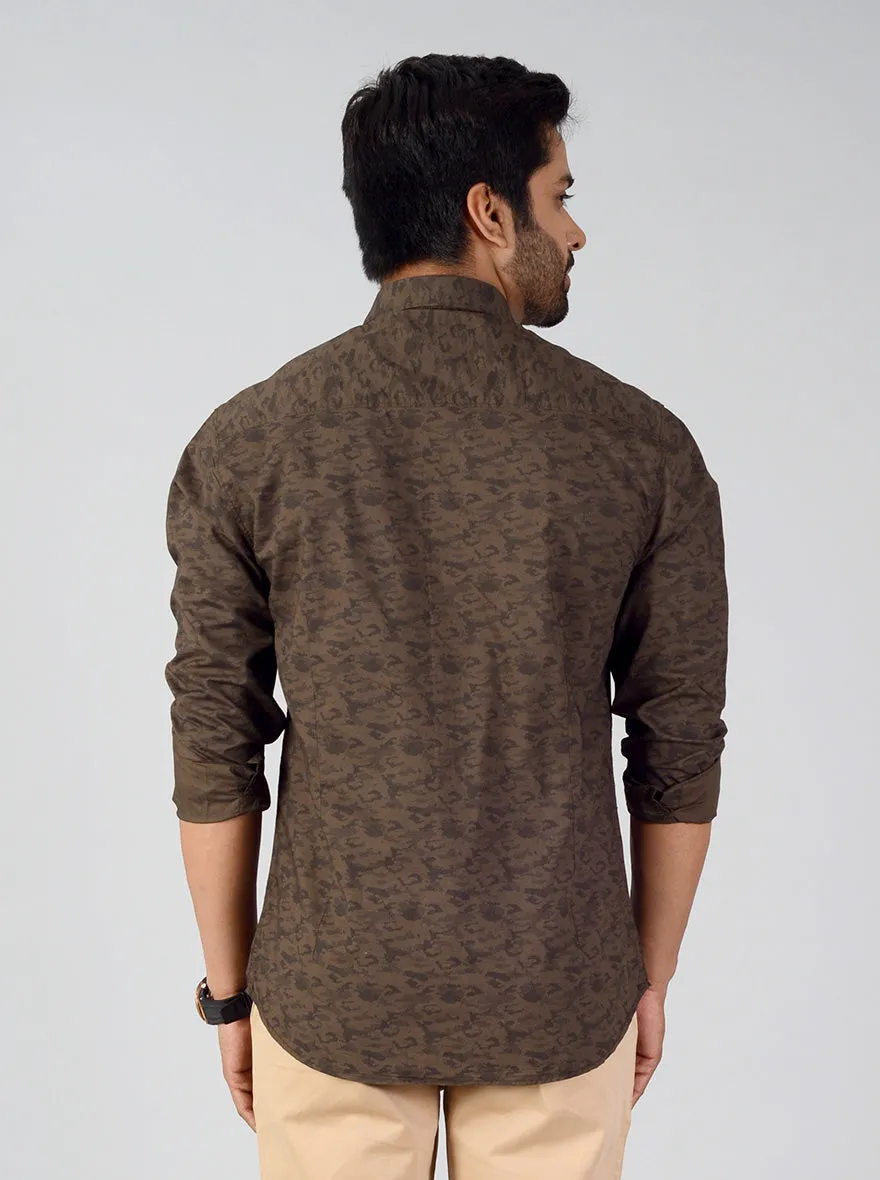 Ivy Green Printed Slim Fit Casual Shirt | Greenfibre