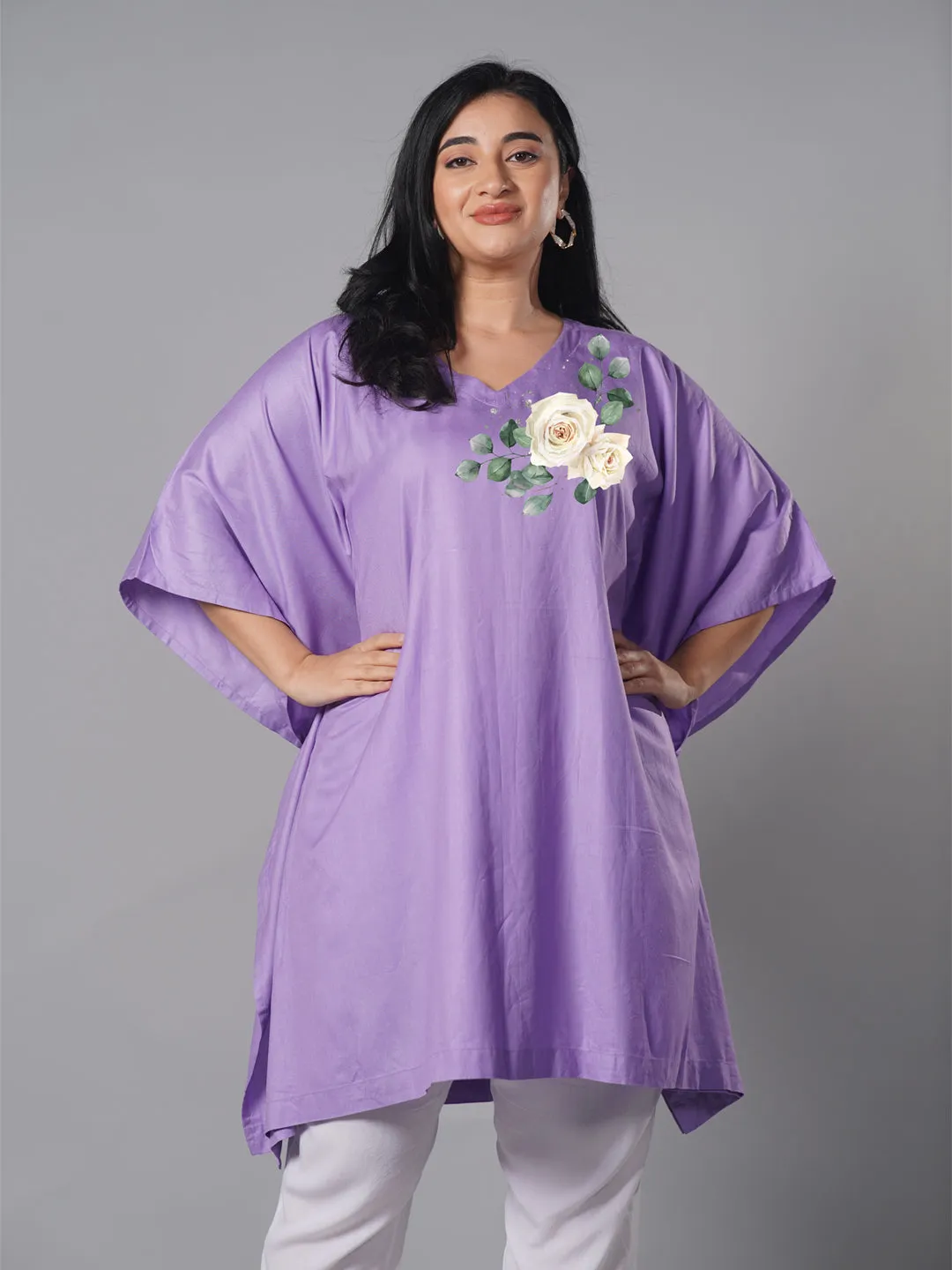 Lavender Rayon KaftanKurta - Bouquet