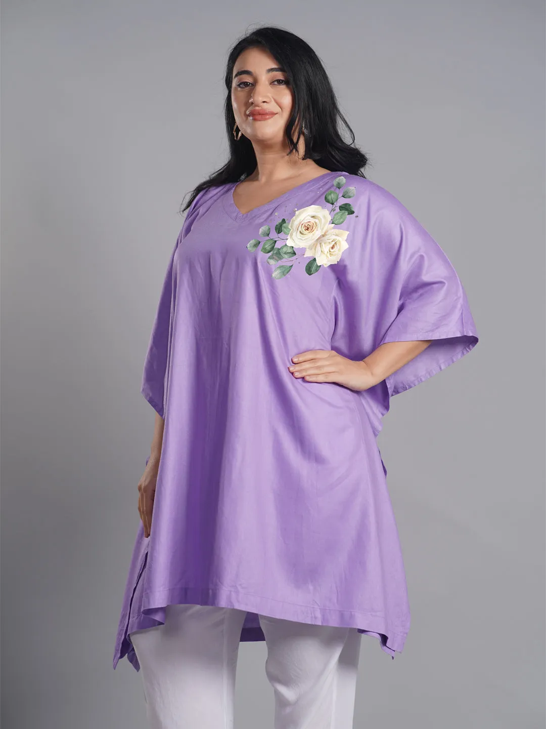 Lavender Rayon KaftanKurta - Bouquet