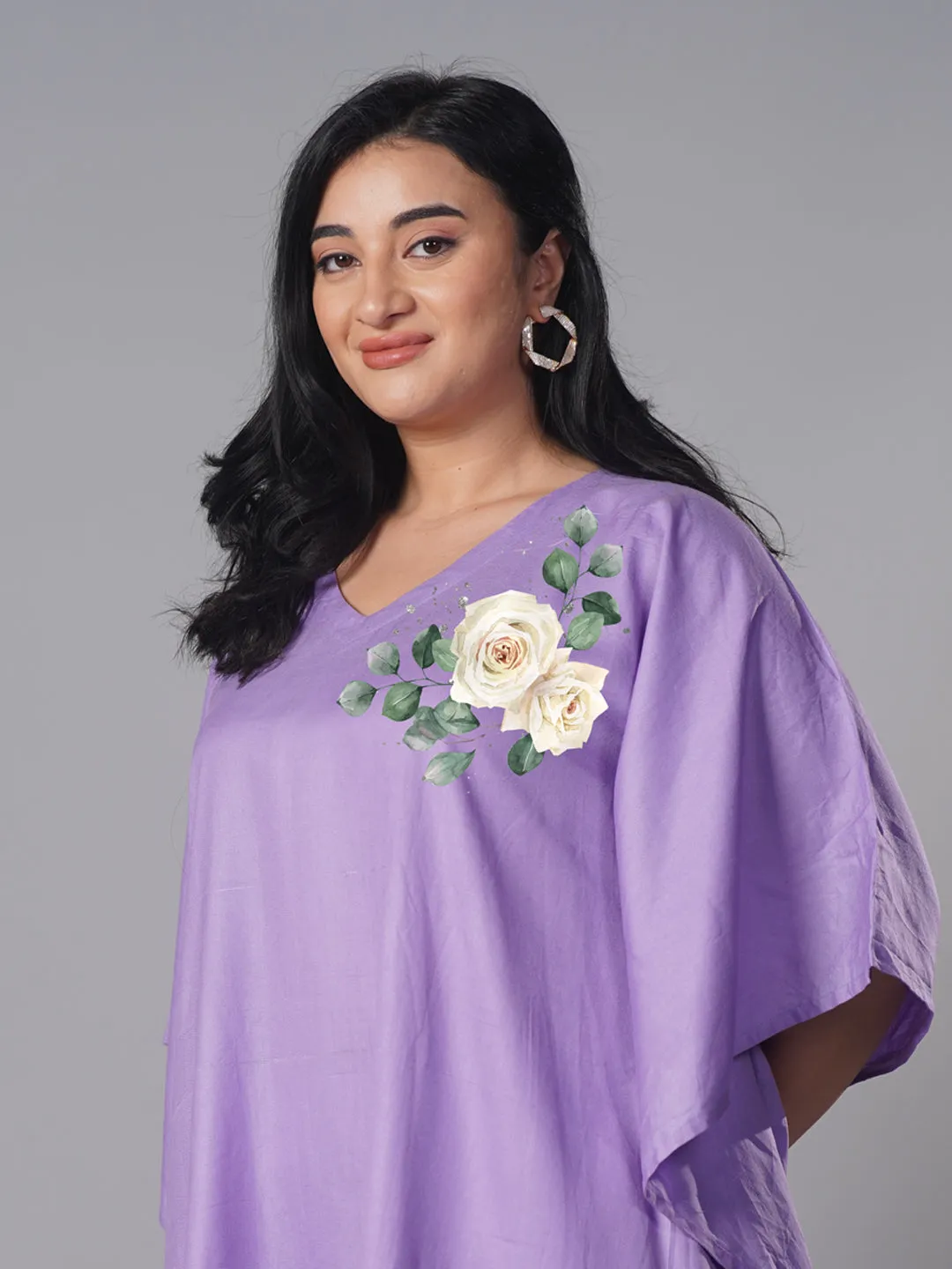 Lavender Rayon KaftanKurta - Bouquet