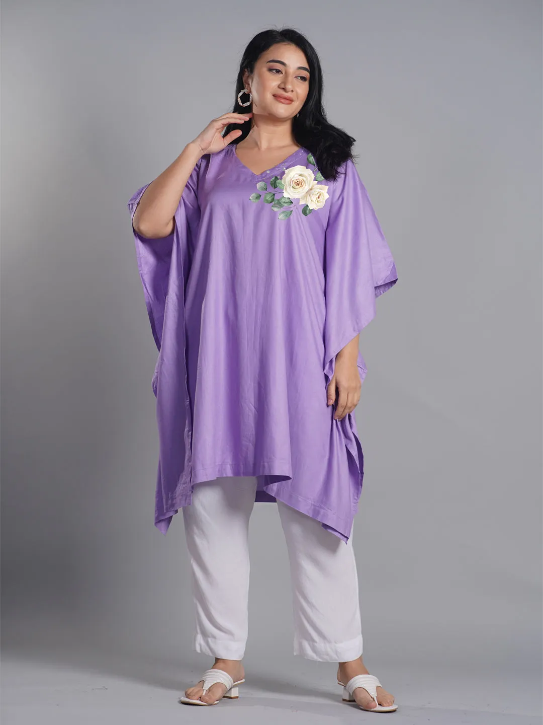 Lavender Rayon KaftanKurta - Bouquet