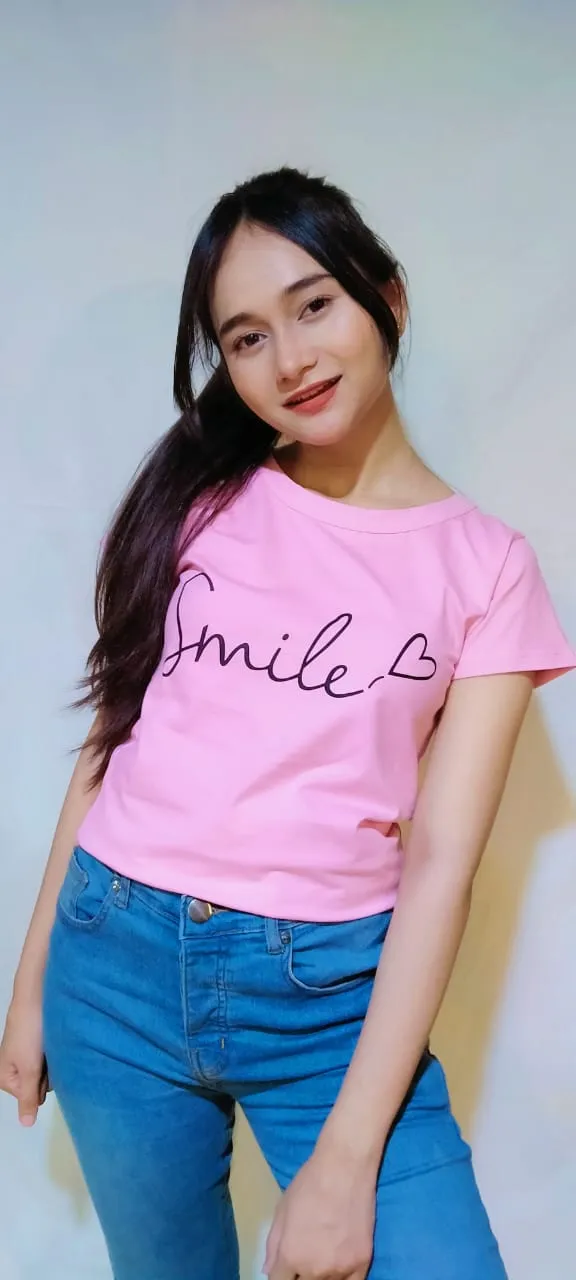 LETTER AND HEART PRINT TEE-PINK