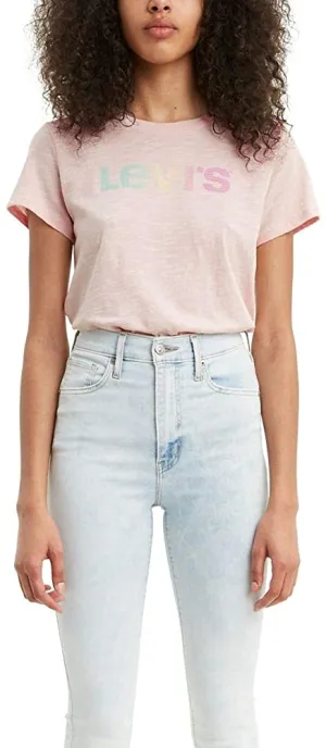 Levi's Women's Perfect Gradient Text Peach Blush T-Shirt