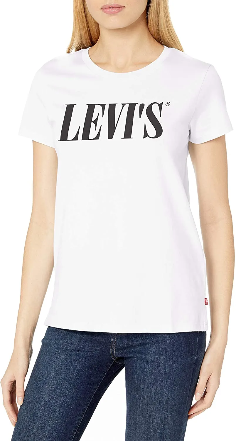 Levi's Women's Slim Crew Logo 90's Serif White T-Shirt