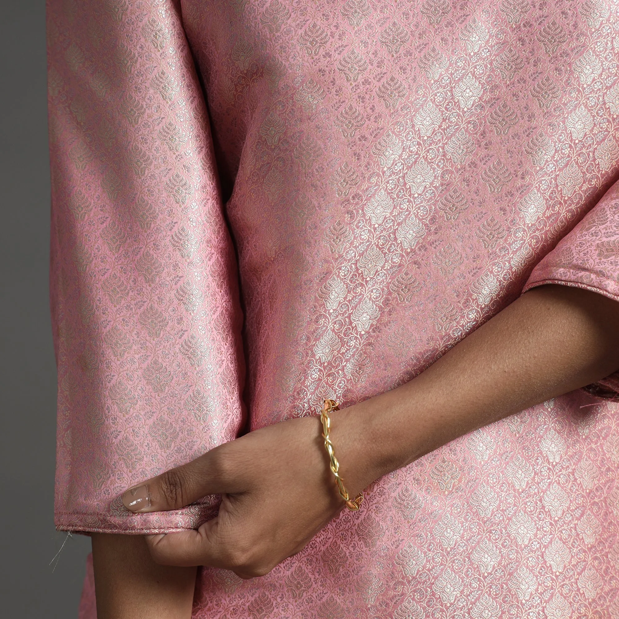 Light Pink - Elegant Banarasi Brocade Silk Kurta with Pant Set