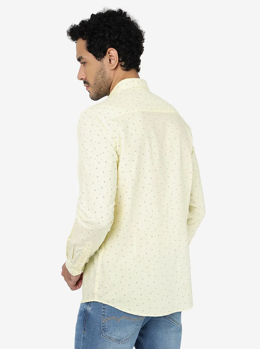 Light Yellow Printed Smart Fit Semi Casual Shirt | Greenfibre