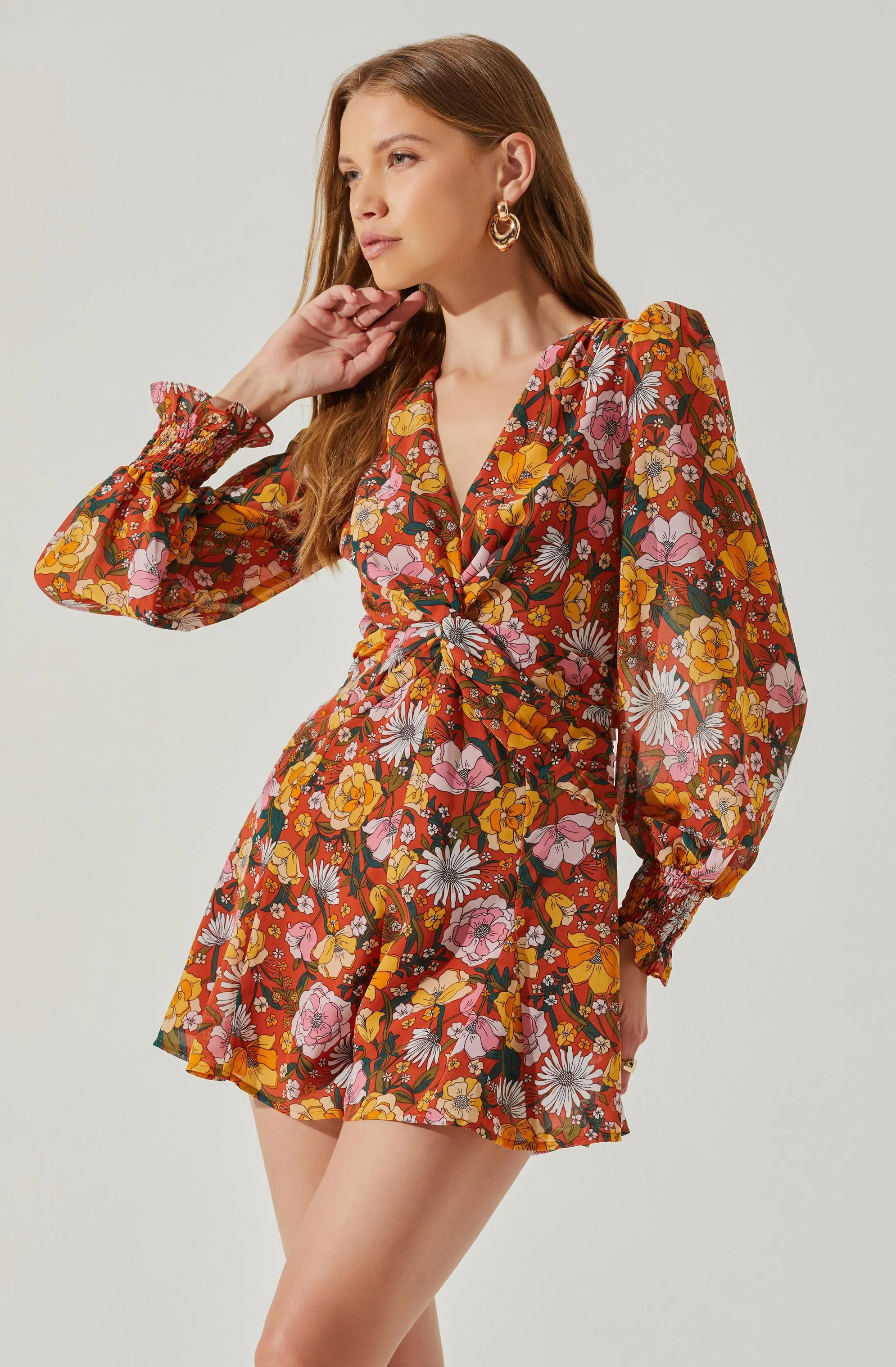 Long Sleeve Back Tie Floral Romper