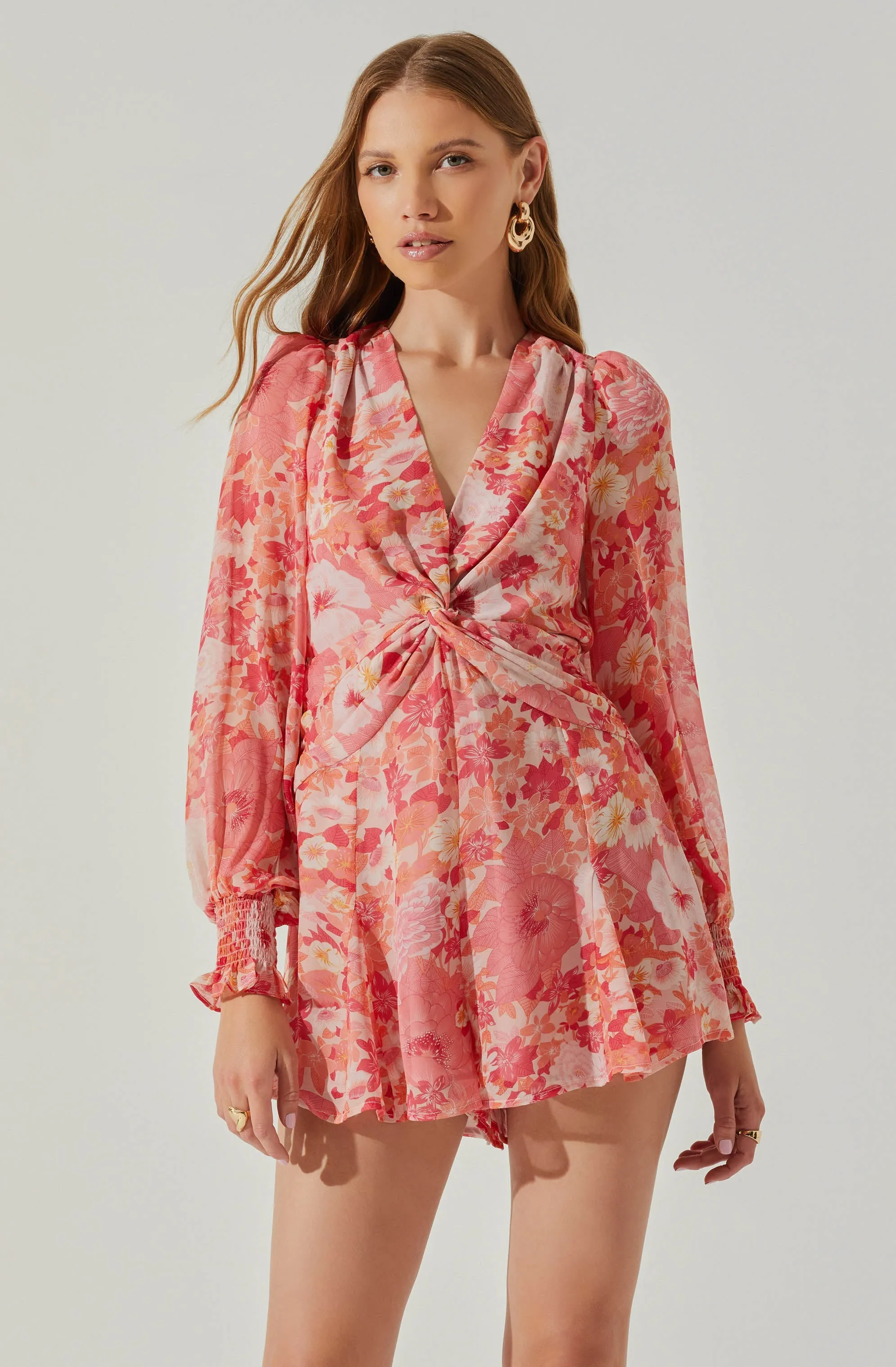 Long Sleeve Back Tie Floral Romper