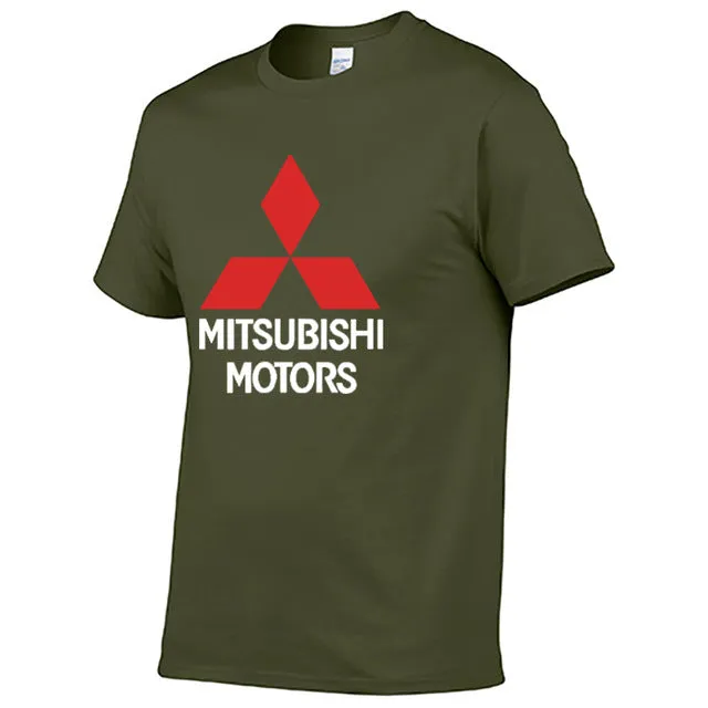 Mens Short Sleeve Mitsubishi Car Logo T-shirt Summer casual male solid colour Cotton Tshirts Fashion HipHop Harajuku Men Clothes