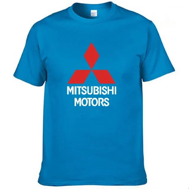 Mens Short Sleeve Mitsubishi Car Logo T-shirt Summer casual male solid colour Cotton Tshirts Fashion HipHop Harajuku Men Clothes