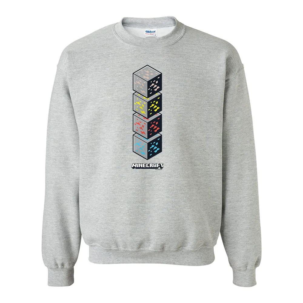 Minecraft Jolly Mobs Vertical Blocks Fleece Crewneck Sweatshirt