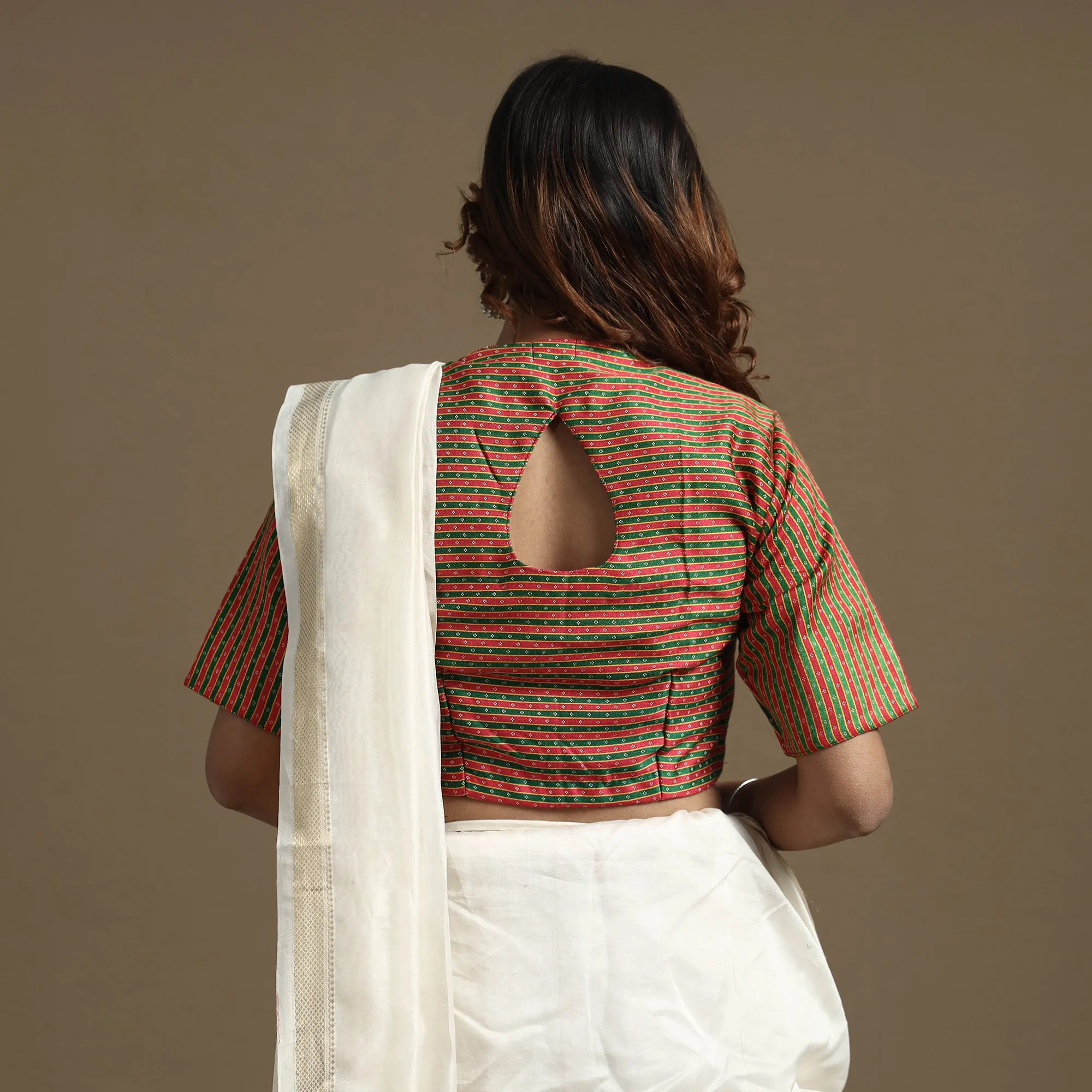 Multicolor - Mashru Weave Pure Handloom Silk Stitched Blouse