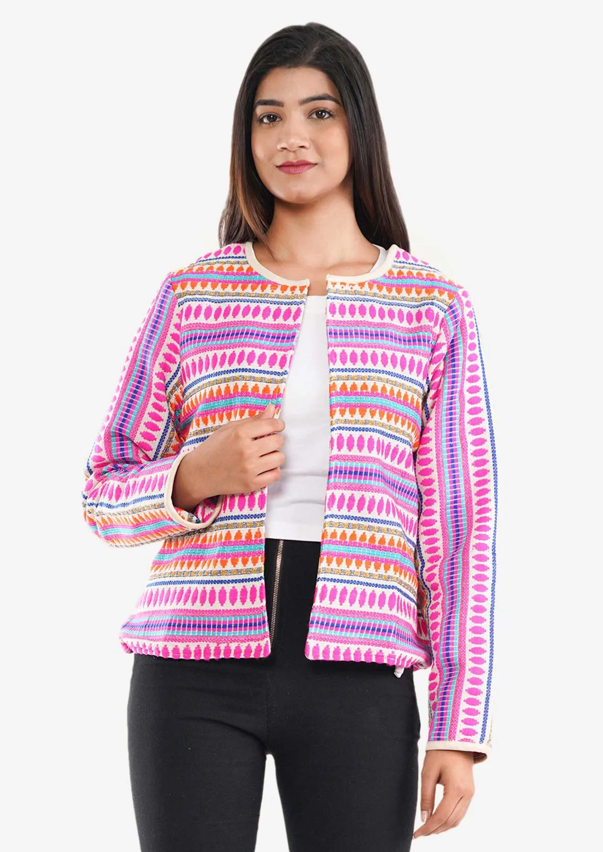 Multicoloured Open Front Jacket