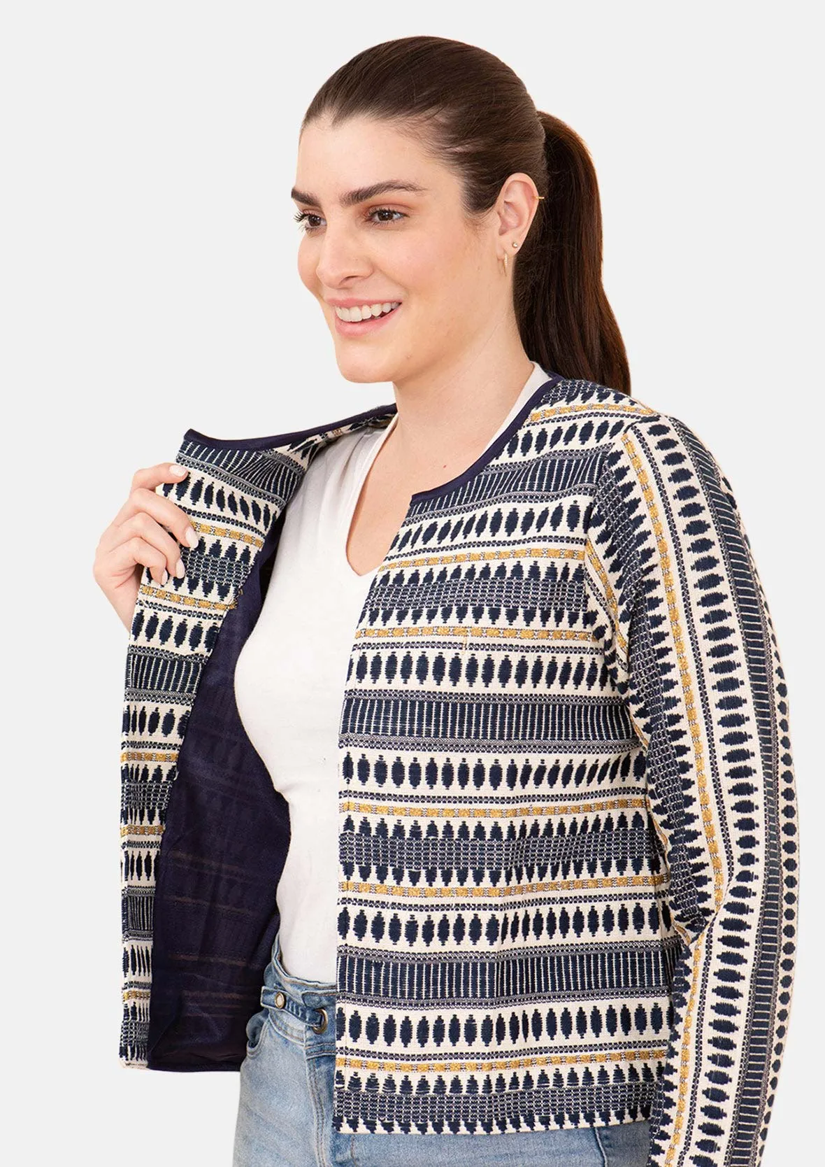 Multicoloured Open Front Jacket