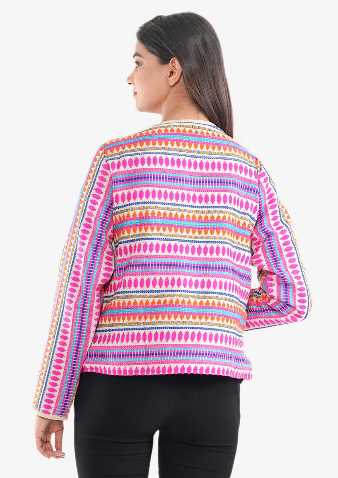 Multicoloured Open Front Jacket