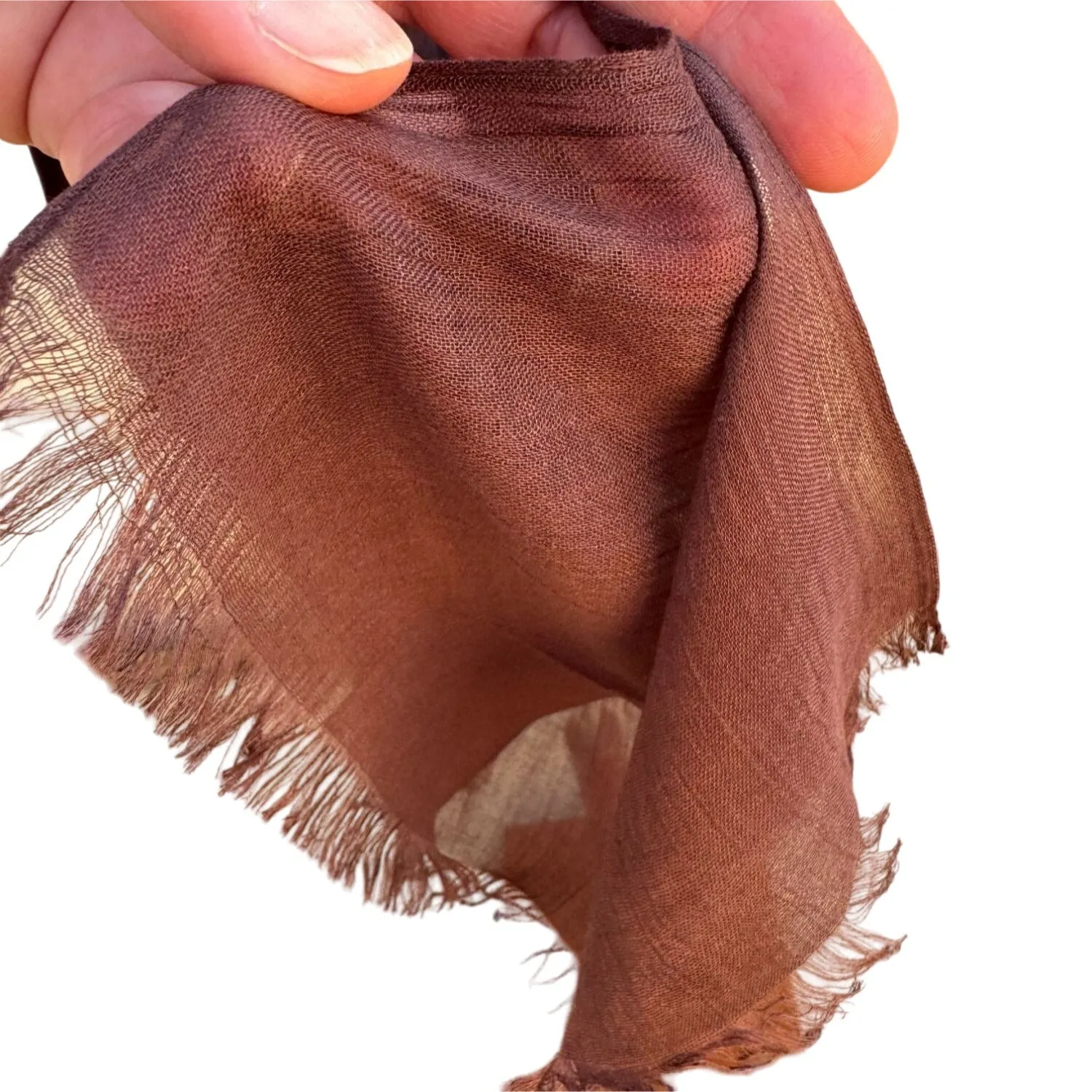 Naturally Knotty Lightweight Modal Brown Fringe Edge Silk Blend Scarf Wrap Shawl