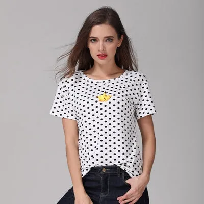 New Fashion Women's Summer T-Shirt Dots Girls' Basic Bottoming Polka Dots Printed Short Sleeve Top Plus Size M-4XL