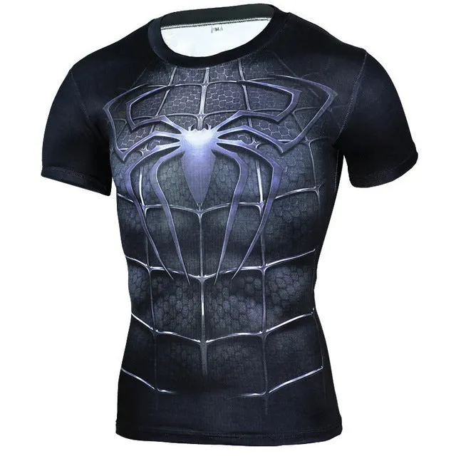 New Fitness Compression Shirt Men Anime Superhero Punisher Skull Captain Americ 3D T Shirt Bodybuilding Crossfit tshirt