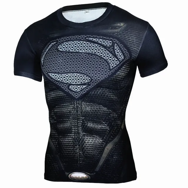 New Fitness Compression Shirt Men Anime Superhero Punisher Skull Captain Americ 3D T Shirt Bodybuilding Crossfit tshirt