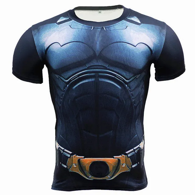 New Fitness Compression Shirt Men Anime Superhero Punisher Skull Captain Americ 3D T Shirt Bodybuilding Crossfit tshirt