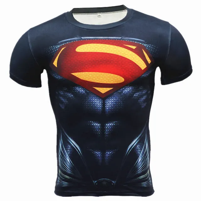 New Fitness Compression Shirt Men Anime Superhero Punisher Skull Captain Americ 3D T Shirt Bodybuilding Crossfit tshirt