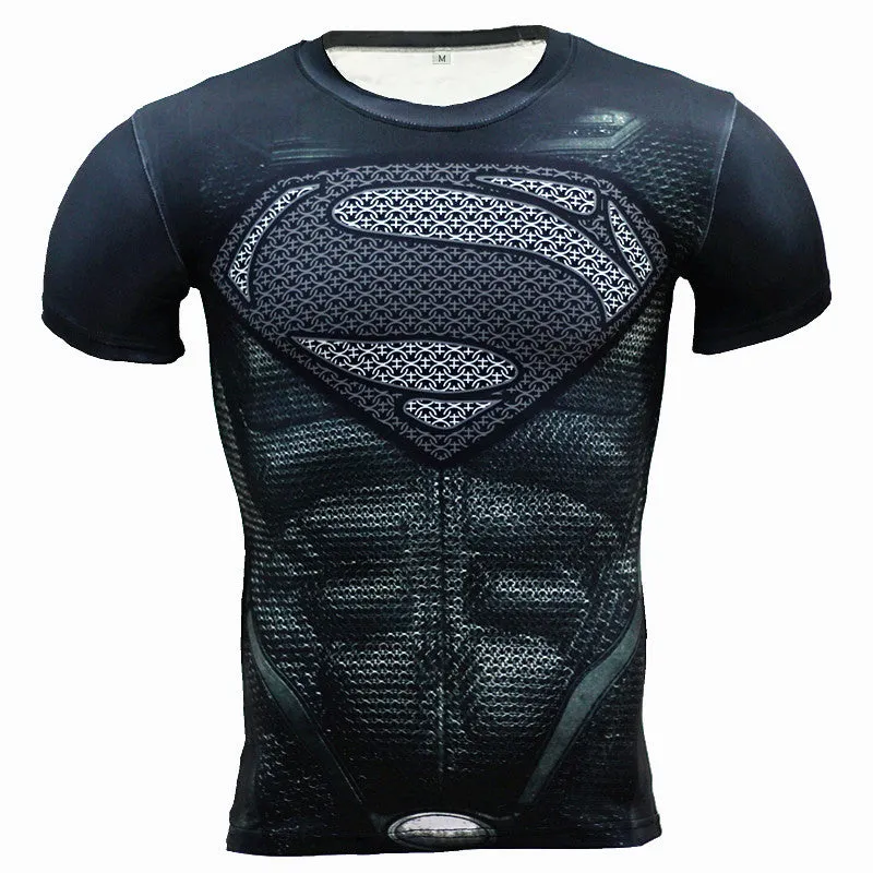 New Fitness Compression Shirt Men Anime Superhero Punisher Skull Captain Americ 3D T Shirt Bodybuilding Crossfit tshirt