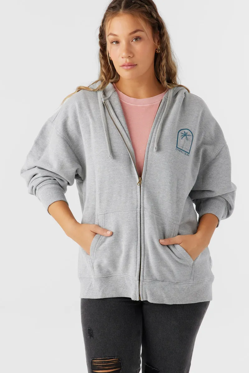 ONeill BYRON HOODED OVERSIZED ZIP FLEECE JACKET - HEATHER GREY