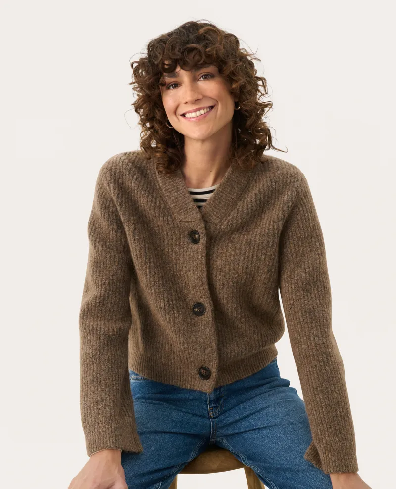 Part Two Lettie Mink Brown Cardigan