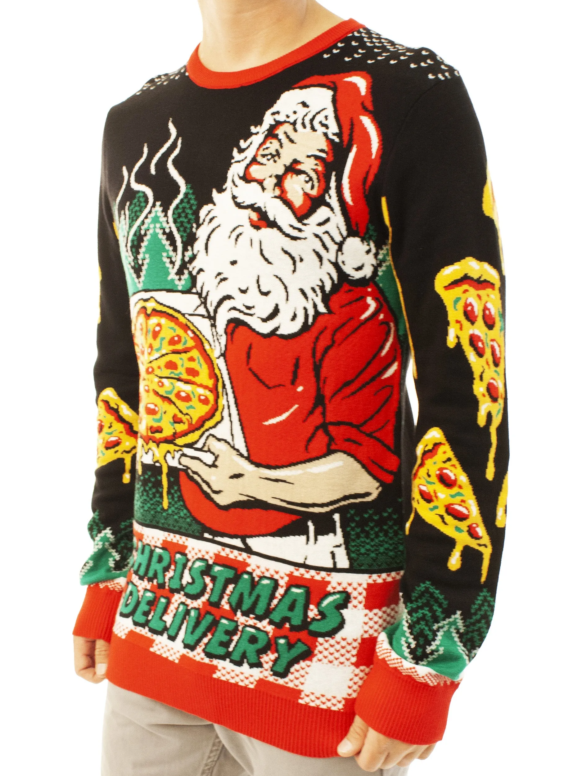 Pizza Delivery Santa | Ugly Christmas Sweater For Men & Women | Unisex Sizing