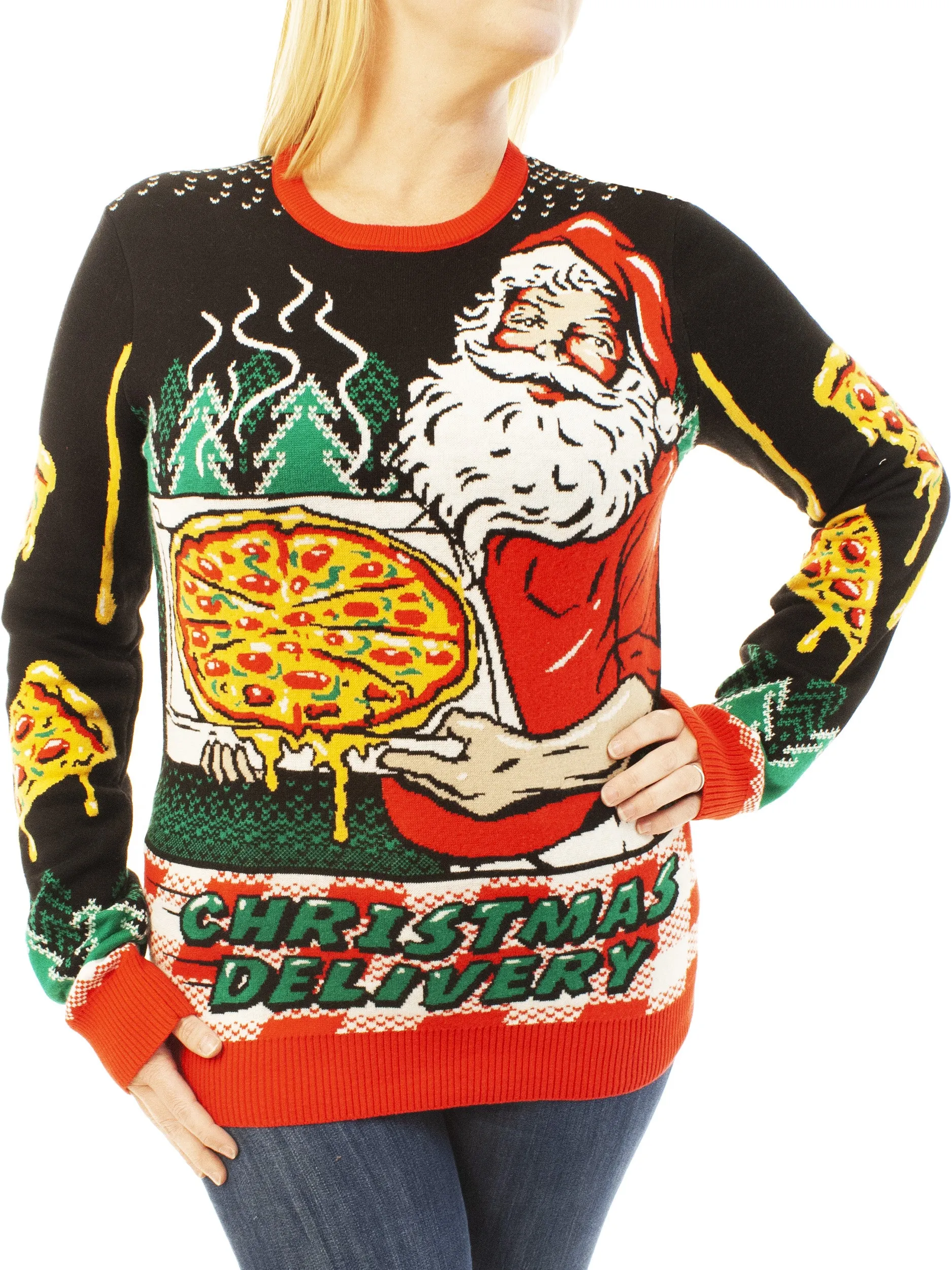 Pizza Delivery Santa | Ugly Christmas Sweater For Men & Women | Unisex Sizing