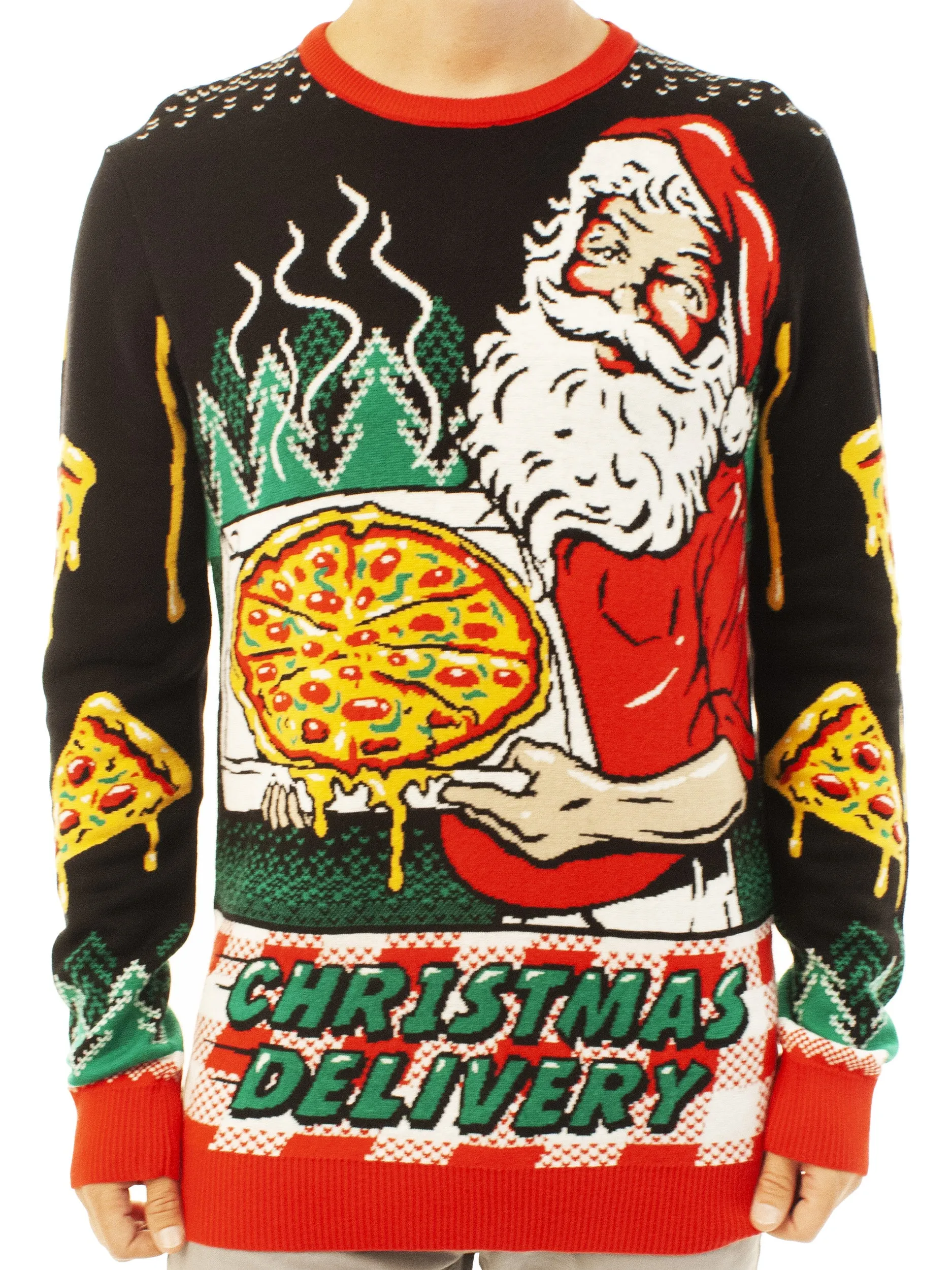 Pizza Delivery Santa | Ugly Christmas Sweater For Men & Women | Unisex Sizing