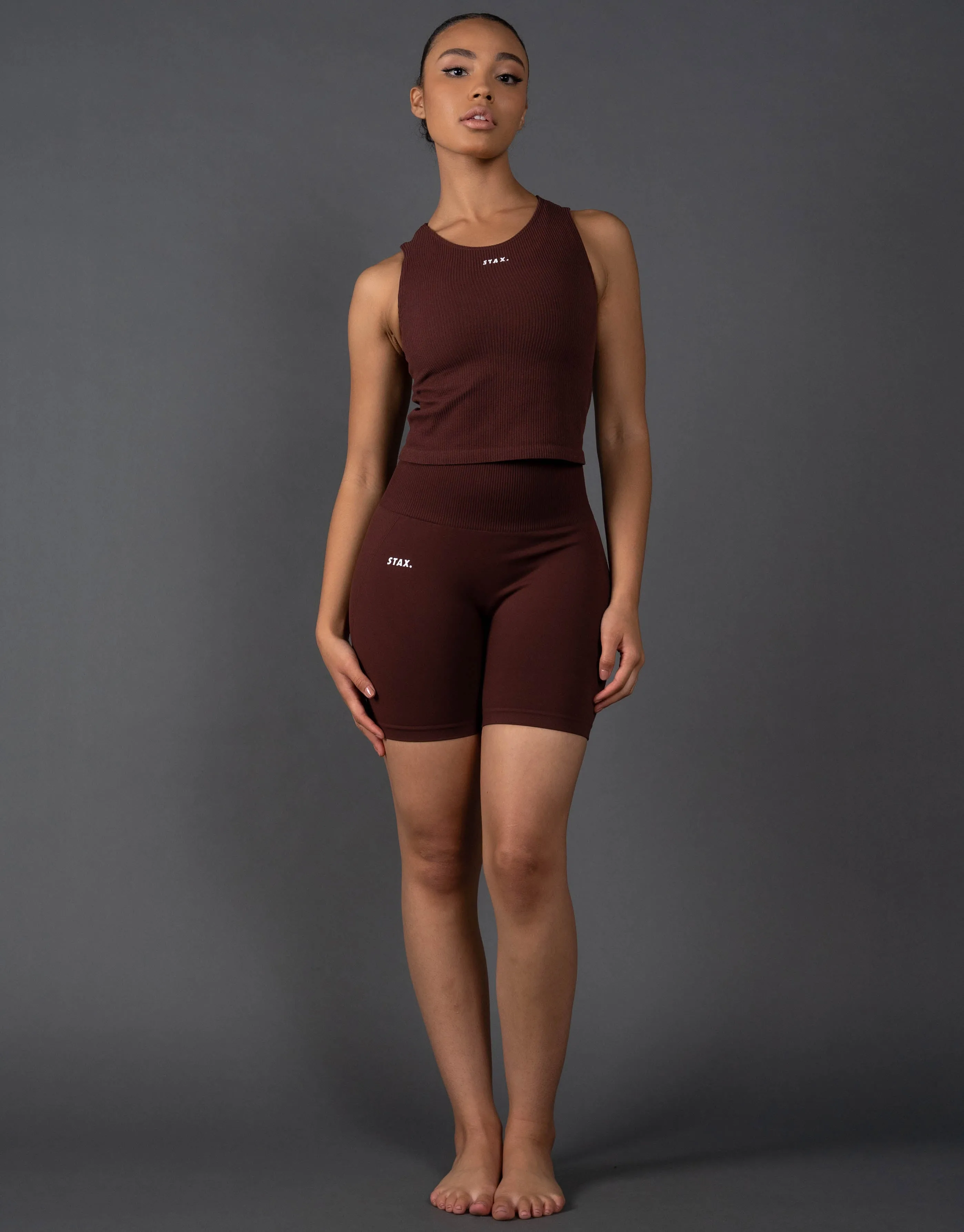 Premium Seamless Cropped Singlet Lounge V5.1 - Umber