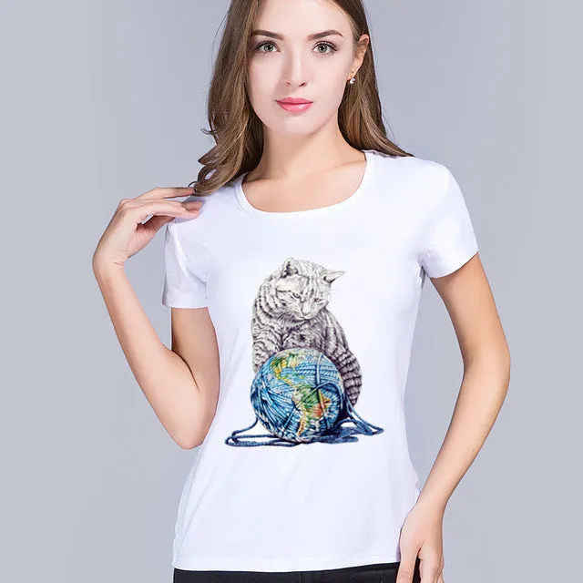 PyHenPH New 2017 T shirt for women Raccoon O-neck short sleeved women T-shirt Fashion design Tops