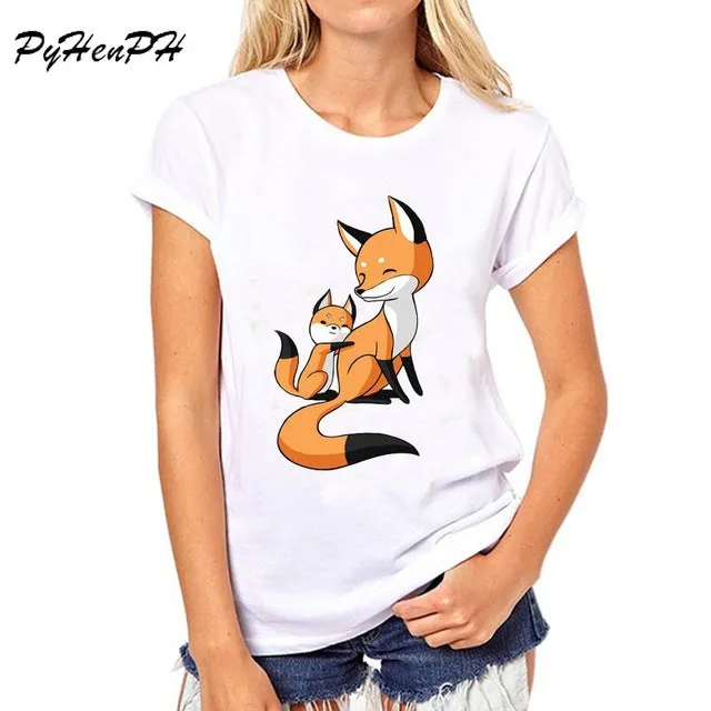 PyHenPH New 2017 T shirt for women Raccoon O-neck short sleeved women T-shirt Fashion design Tops