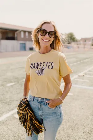 Retro Sport x Blond Genius - Iowa 'HAWKEYES' Crewneck Tee in Vintage Gold