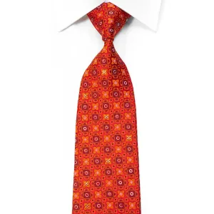 Rhinestone Silk Necktie Orange Burgundy Foulard On Red With Sparkles