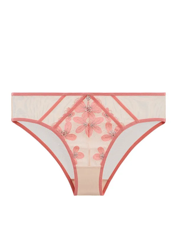 RILEY Plus Sexy Pink Floral Embroidery Lace Brief Panties