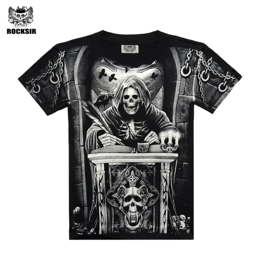 Rocksir 3d skull t shirts Men 2017 HOT SALE Fashion Brand Mens Casual 3D Printed T shirt Cotton Men Clothes tshirt plus size