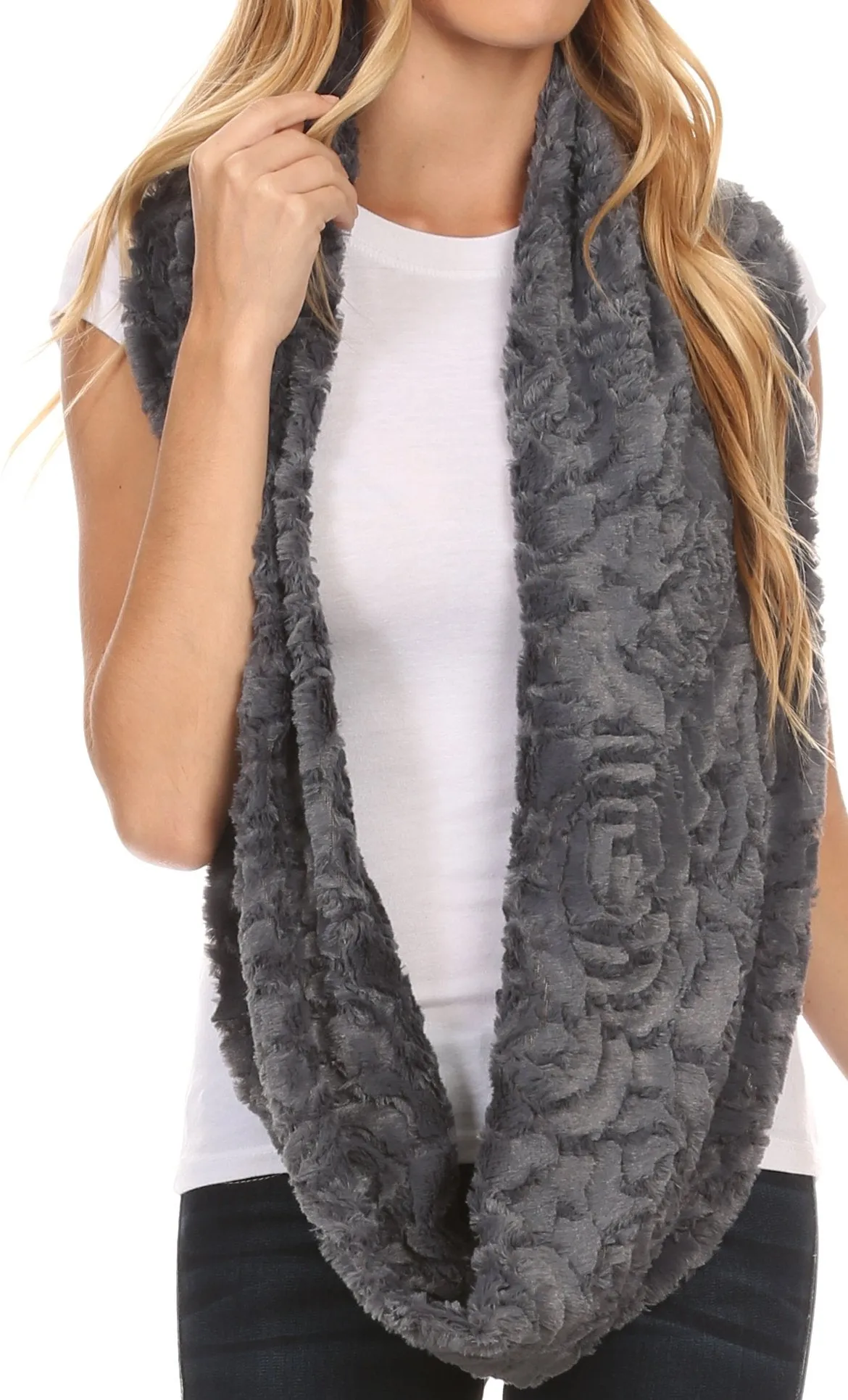 Sakkas Mellah Long Wide Soft Fuzzy Furry Fur Infinity Fall Winter Wrap Scarf