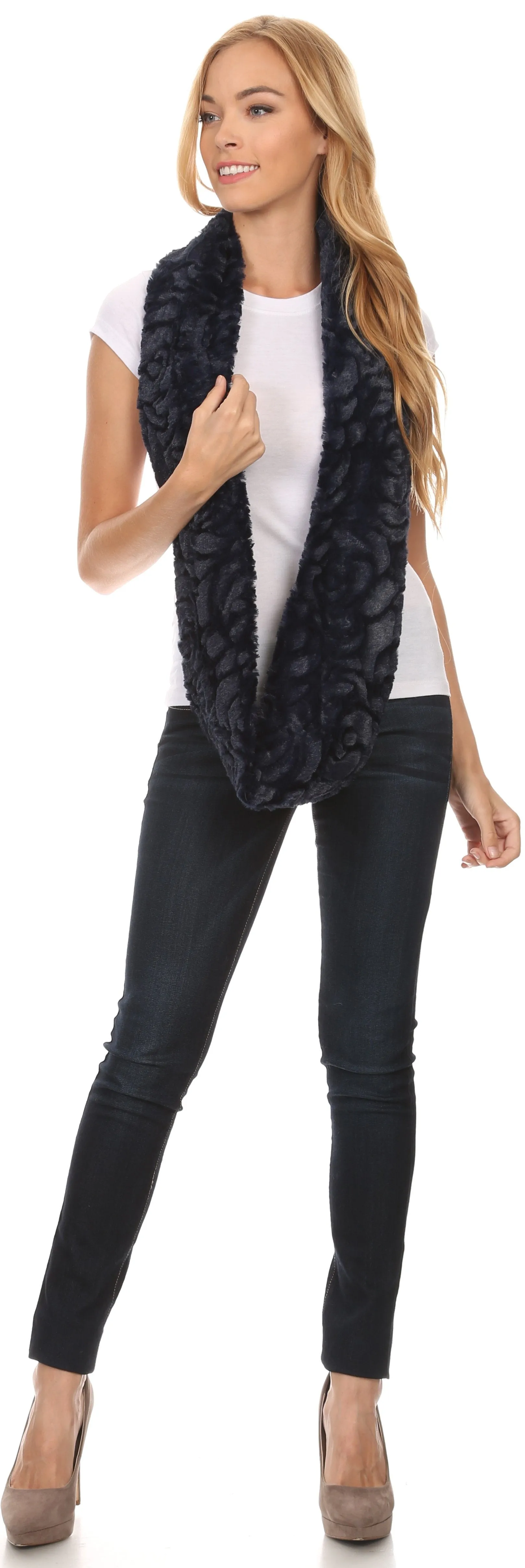 Sakkas Mellah Long Wide Soft Fuzzy Furry Fur Infinity Fall Winter Wrap Scarf