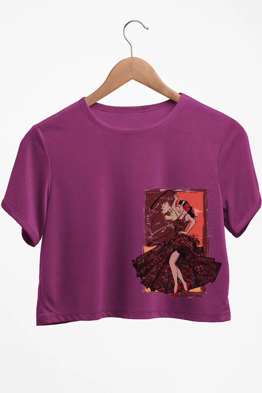 Salsa Dancer Graphic Printed Purple Crop Top