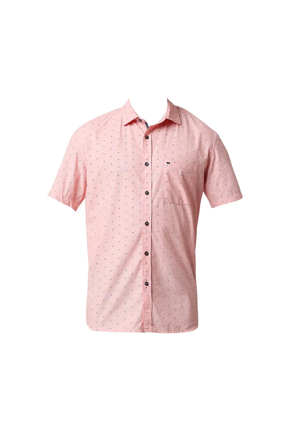 Slim Fit Fil-a-fil Printed Halfsleeves Shirt