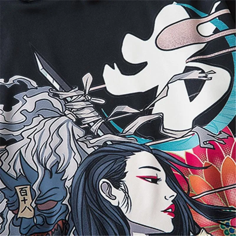 Space Goddess Print Open-Front Kimono