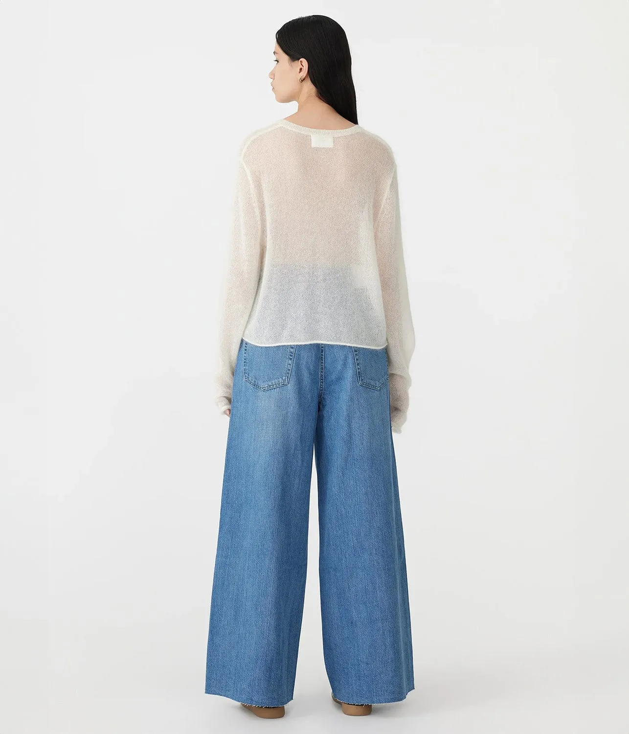 SUPERFINE MOHAIR CROPPED KNIT- NATURAL