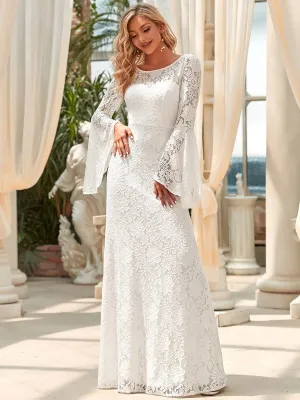 Sweetheart All-Over Lace Long Sleeve A-line Wedding Dress