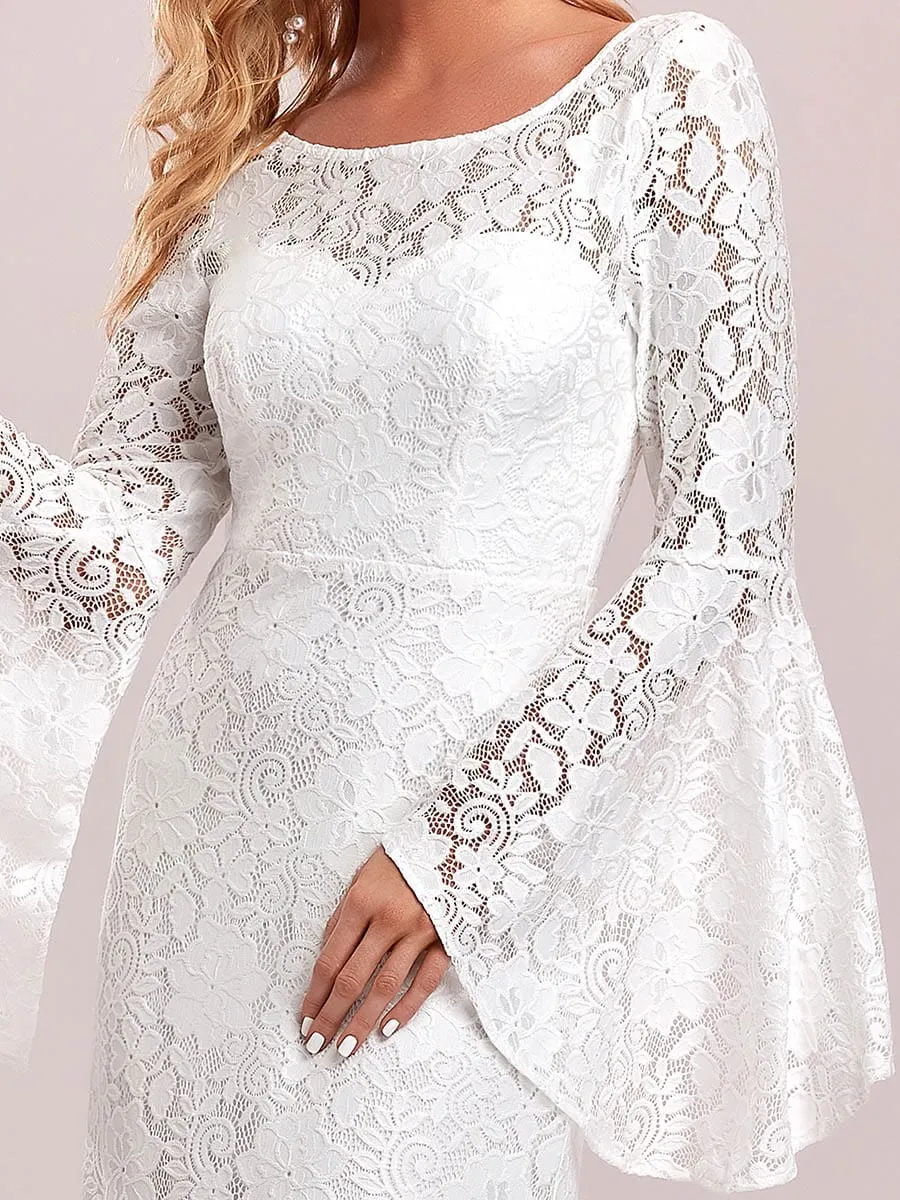 Sweetheart All-Over Lace Long Sleeve A-line Wedding Dress