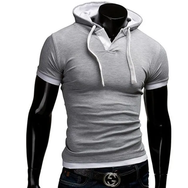 T Shirt Men Brand 2017 Fashion Men'S Hooded Collar Sling T Shirt Men Short Sleeve Slim Male Tops Large Size 4XL QSP