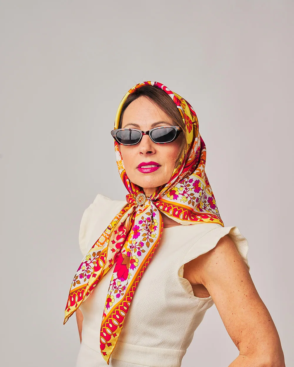 Tauromerion Yellow Silk Twill Scarf and Ring