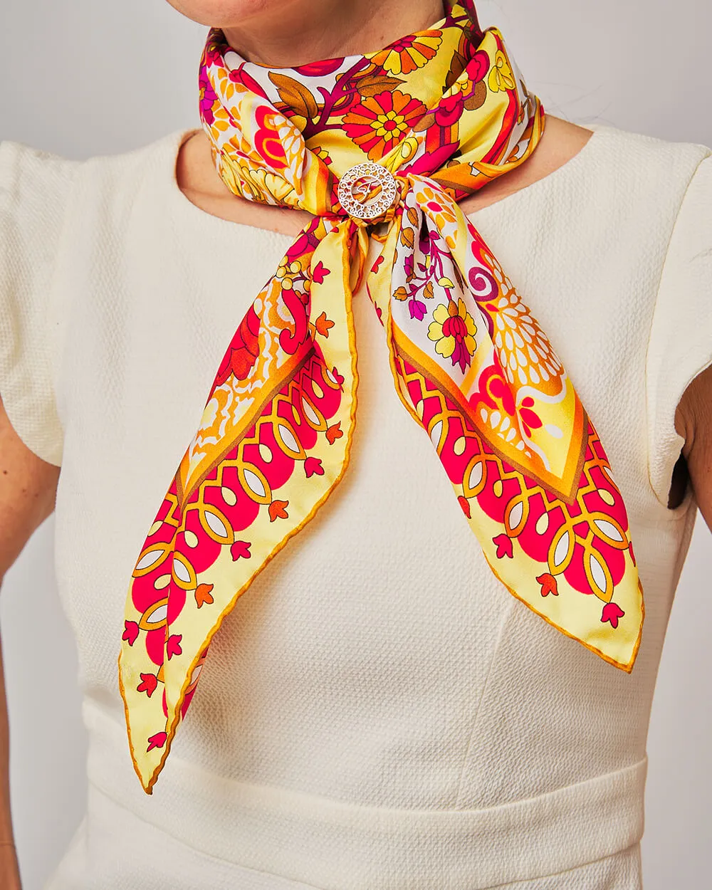 Tauromerion Yellow Silk Twill Scarf and Ring